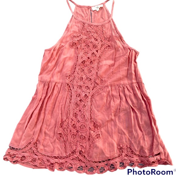 Entro Coral Salmon Boho Spaghetti Strap Tank Top Small - Picture 4 of 7